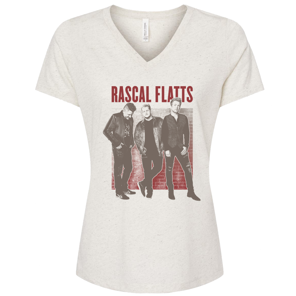 Ladies Oatmeal V Neck Photo Tee