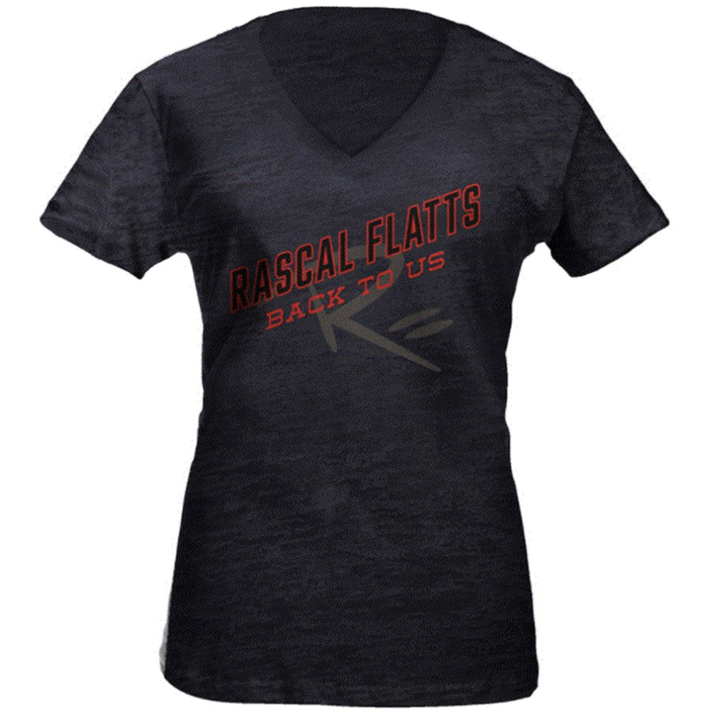 Ladies Back To Us V Neck Black Tee