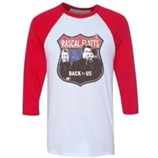 White and Red Raglan Road Sign Tee